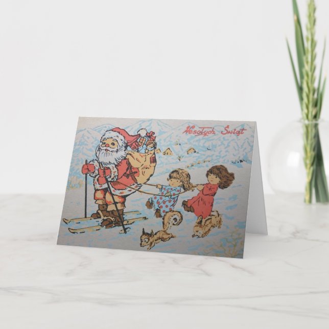 Vintage Polish Wesołych Świąt Christmas Card (Front)