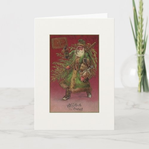 Vintage Polish Wesołych Świąt Christmas Card