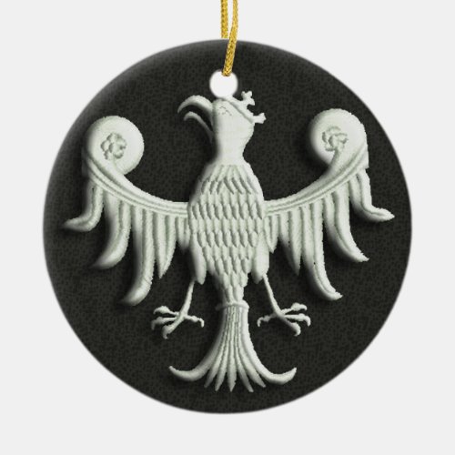 Vintage Polish White Eagle Ceramic Ornament