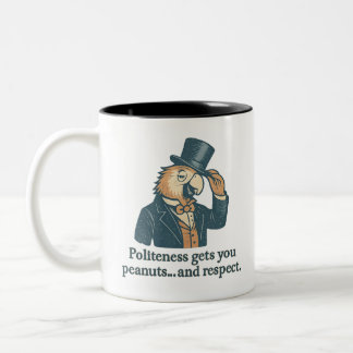 Vintage Polite Parrot Quote with Top Hat  Two-Tone Coffee Mug