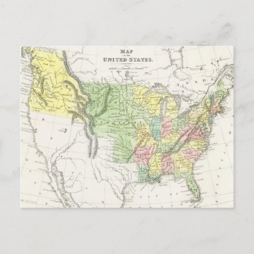 Vintage Political of the United States Map 1833 Postcard