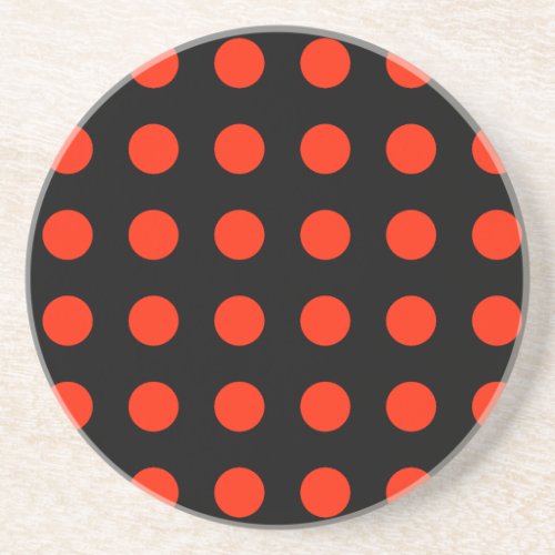Vintage Polka Dots Black Red Color Retro Classical Coaster