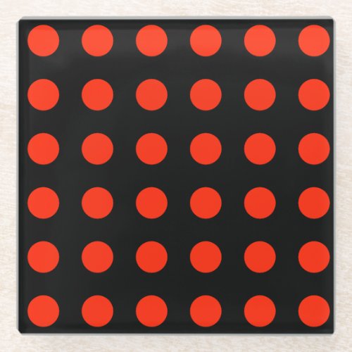 Vintage Polka Dots Black Red Color Retro Classical Glass Coaster