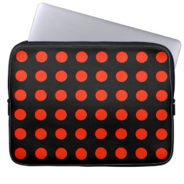 Vintage Polka Dots Black Red Color Retro Classical Laptop Sleeve