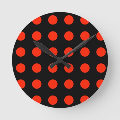 Vintage Polka Dots Black Red Color Retro Classical Round Clock