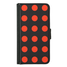 Vintage Polka Dots Black Red Color Retro Classical Samsung Galaxy S5 Wallet Case