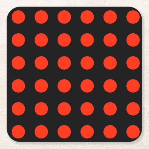Vintage Polka Dots Black Red Color Retro Classical Square Paper Coaster