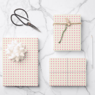 Vintage Polka Dots Pattern in Pink and Cream Wrapping Paper Sheets