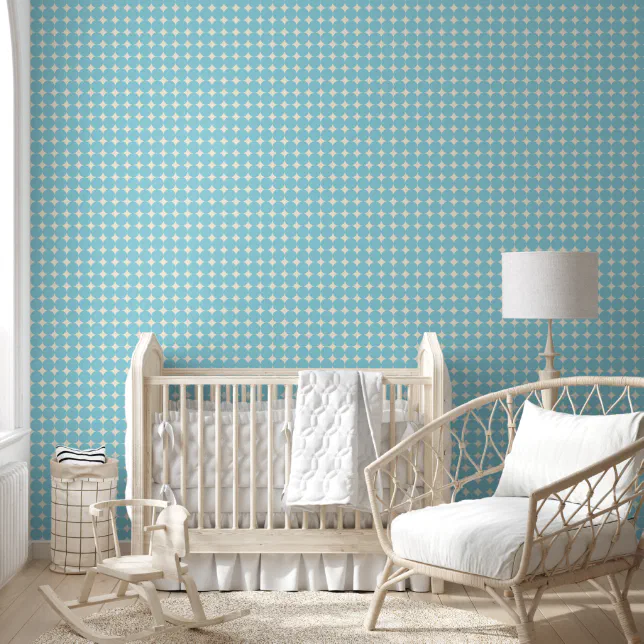 Vintage Polka Dots Pattern Light Blue Nursery Deco Wallpaper | Zazzle