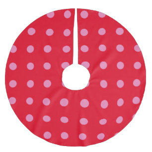 Vintage Polka Dots Pink Red Color Retro Classic Brushed Polyester Tree Skirt