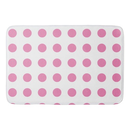 Vintage Polka Dots Pink White Color Retro Classic Bath Mat