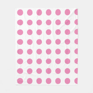 Vintage Polka Dots Pink White Color Retro Classic Fleece Blanket