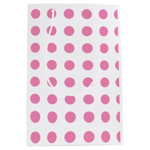 Vintage Polka Dots Pink White Color Retro Classic Medium Gift Bag