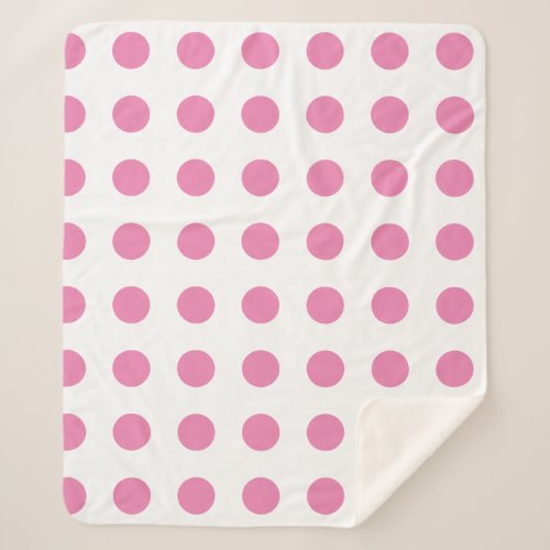 Vintage Polka Dots Pink White Color Retro Classic Sherpa Blanket