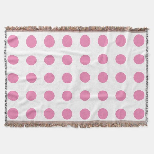 Vintage Polka Dots Pink White Color Retro Classic Throw Blanket