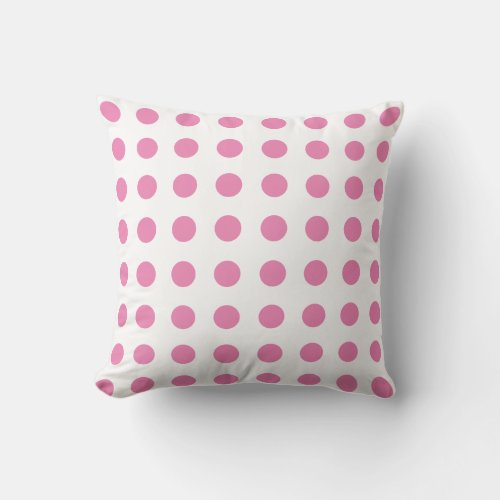 Vintage Polka Dots Pink White Color Retro Classic Throw Pillow