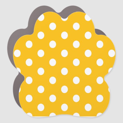 Vintage Polka Dots White and Yellow Pattern Color Car Magnet