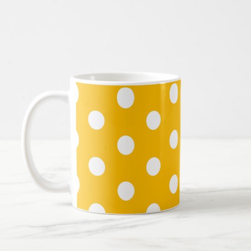 Vintage Polka Dots White and Yellow Pattern Color Coffee Mug