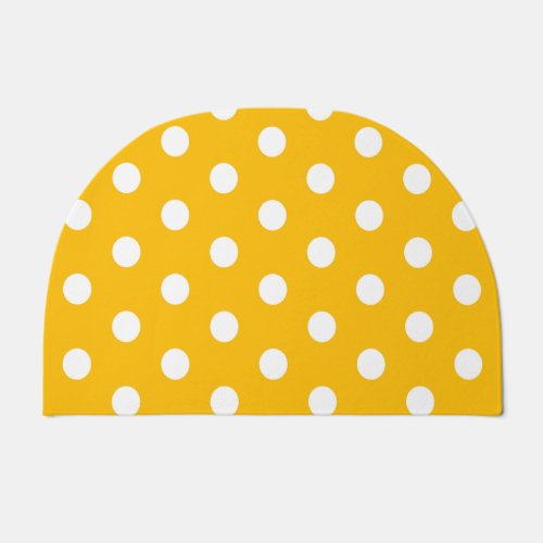 Vintage Polka Dots White and Yellow Pattern Color Doormat