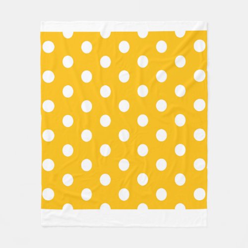 Vintage Polka Dots White and Yellow Pattern Color Fleece Blanket