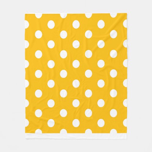 Vintage Polka Dots White and Yellow Pattern Color Fleece Blanket