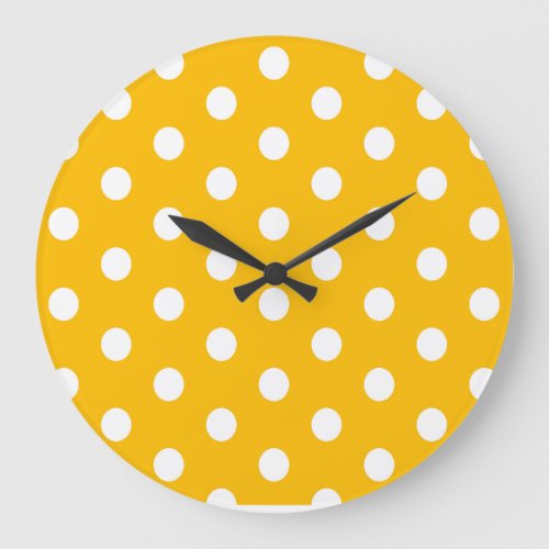 Vintage Polka Dots White and Yellow Pattern Color Large Clock