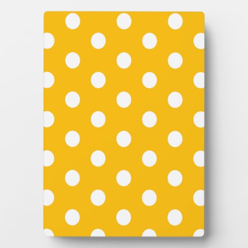 Vintage Polka Dots White and Yellow Pattern Color Plaque