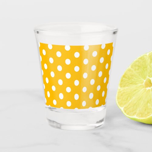 Vintage Polka Dots White and Yellow Pattern Color Shot Glass