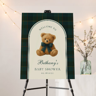 Vintage Polo Check Teddy Bear Baby Shower Welcome Foam Board
