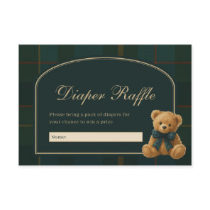 Vintage Polo Plaid Teddy Bear Diaper Raffle Enclosure Card