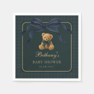 Vintage Polo Plaid Teddy Bear Navy Green Napkins