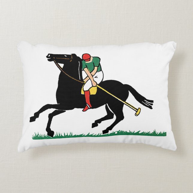 Vintage Polo Player on Pony Accent Pillow (Front)