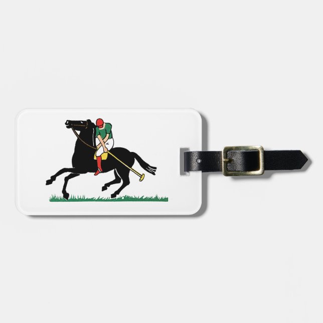 Vintage Polo Player on Pony Luggage Tag (Front Horizontal)
