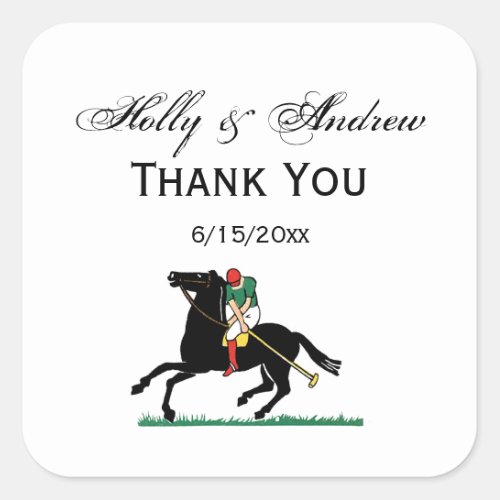 Vintage Polo Player on Pony Square Sticker