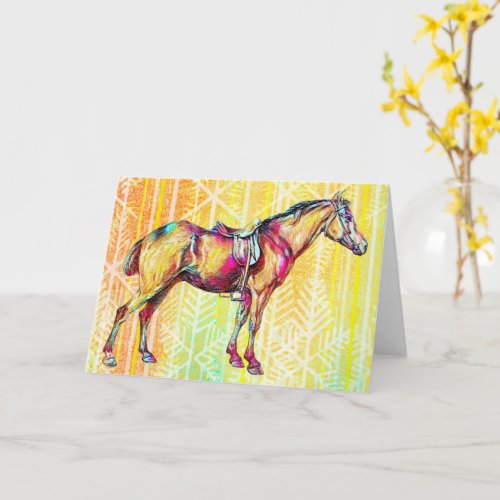 Vintage Polo Pony Horse Art Note Card