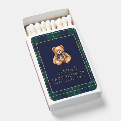 Vintage Polo Teddy Bear Baby Shower Matchboxes