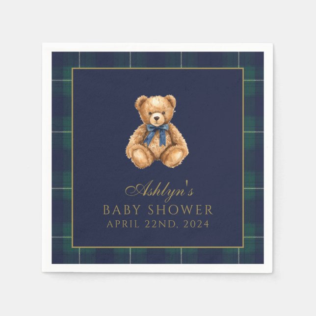 Vintage Polo Teddy Bear Baby Shower Napkins (Front)