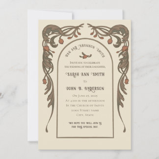 Vintage Pomegranate arch invitation