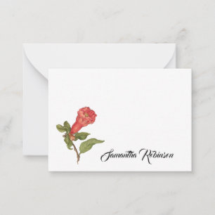 Vintage pomegranate flower blooming illustration  note card