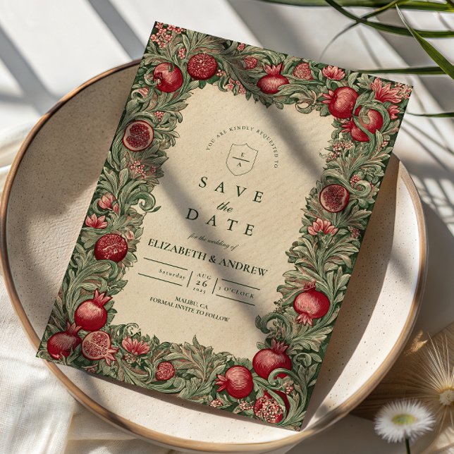 Vintage Pomegranate Garden Wedding Save The Date (Creator Uploaded)