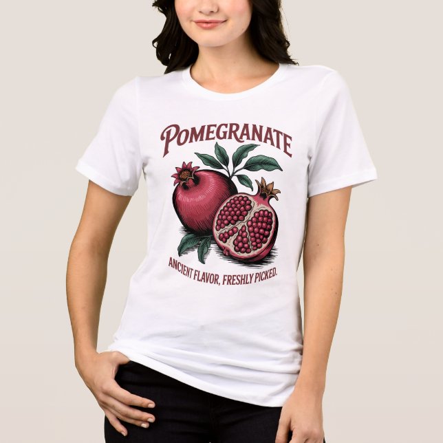 Vintage Pomegranate Illustration – Ancient Fruit Tri-Blend Shirt (Front)