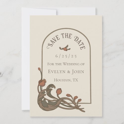 Vintage Pomegranate Save the Date card