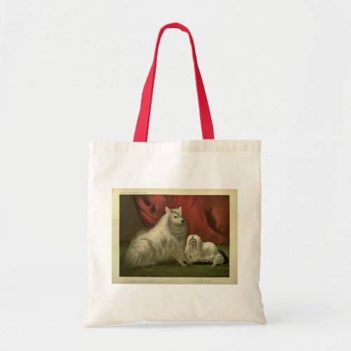 Vintage pomeranian and maltese dogs tote bag