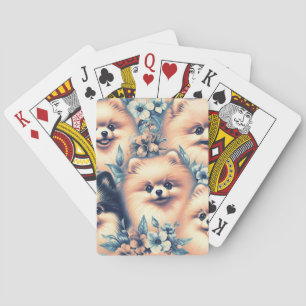 Vintage Pomeranian Dog Illustration Poker Cards