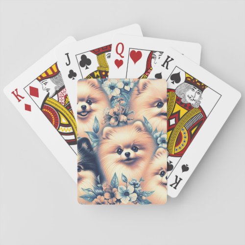 Vintage Pomeranian Dog Illustration Poker Cards