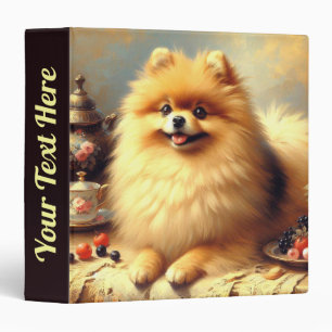 Vintage Pomeranian Dog Painting 3 Ring Binder