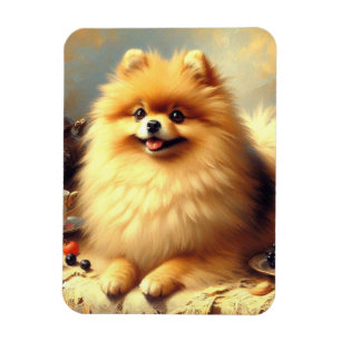 Vintage Pomeranian Dog Painting Magnet