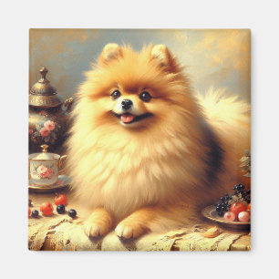 Vintage Pomeranian Dog Painting Magnet