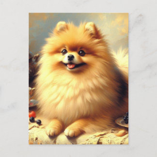 Vintage Pomeranian Dog Painting Postcard