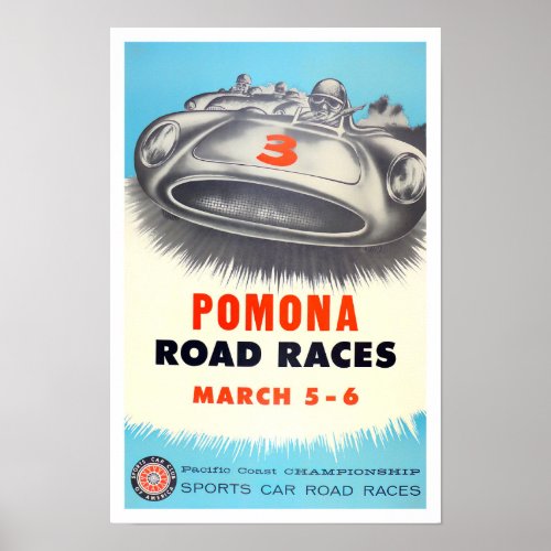 Vintage Pomona Road Races racing Poster